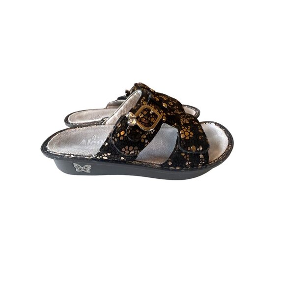 Alegria Black Silver Mosaic Black Silver Slip On Slide Comfort Sandal 38 - Picture 3 of 6